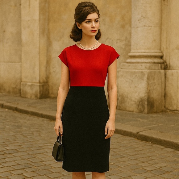 Vintage Outlander Colour-blocked Dolman Sleeve Wool Blend Dress Small - Picture 1 of 13